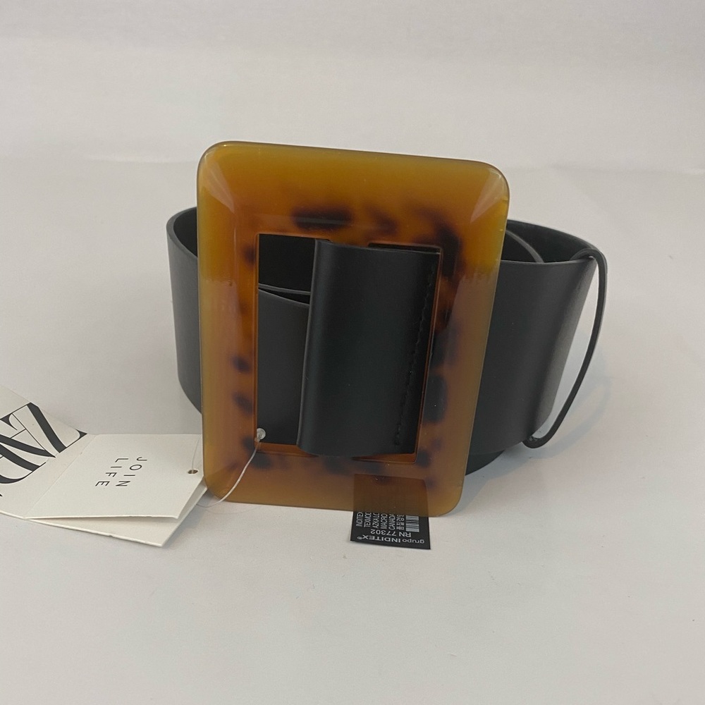 ZARA Black PU Leather Belt NWT - Picture 2 of 7